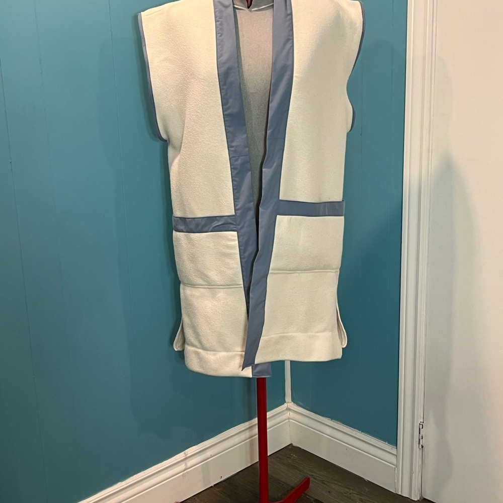 Upcycled - Cozy White and Blue Vest
